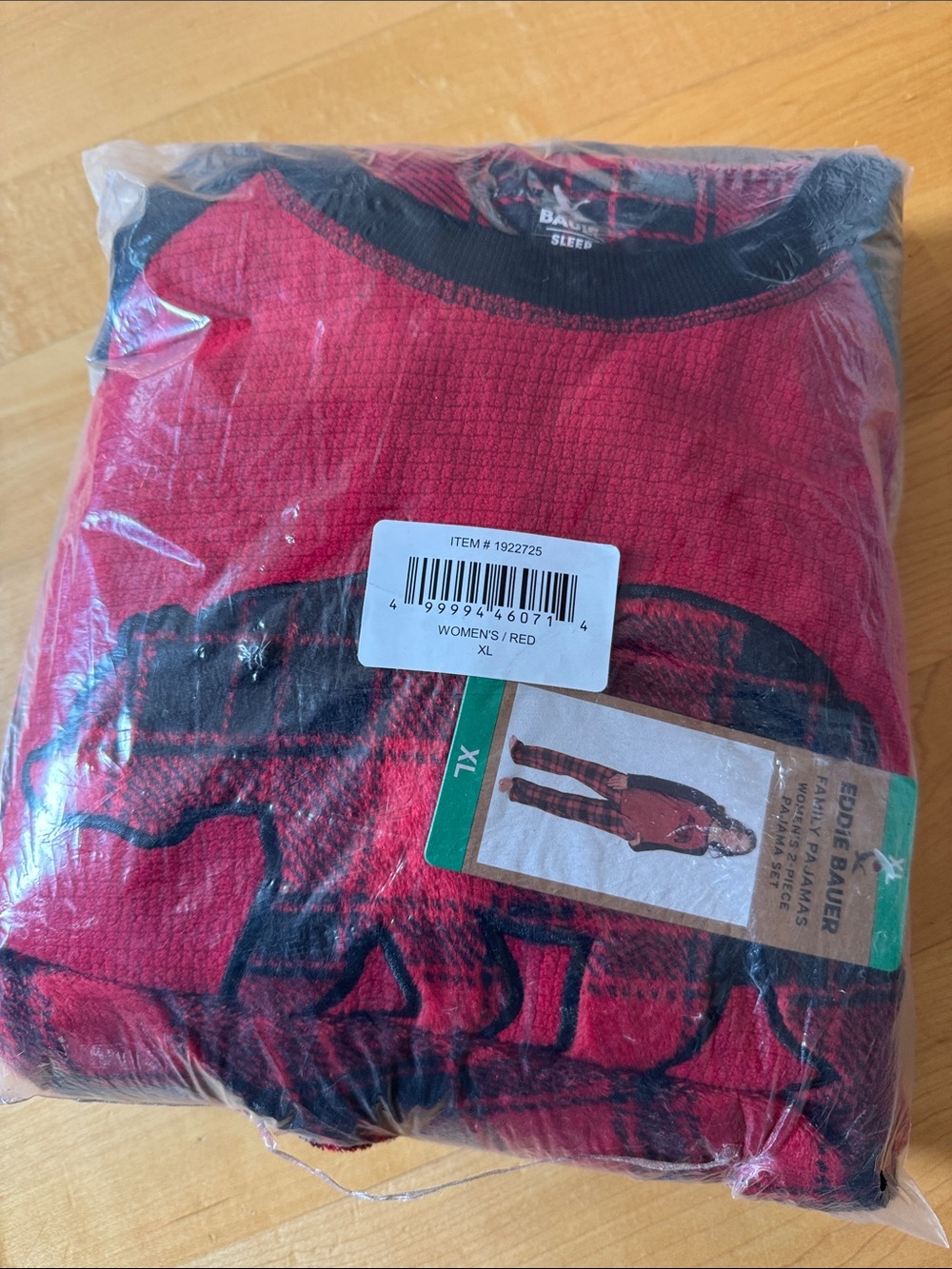 Eddie Bauer Red Plaid Bear Long-Sleeve Thermal